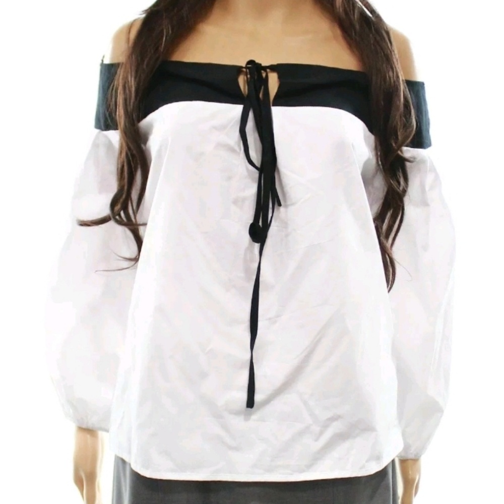 NWT MELLO Day Cotton colorblock off the shoulder top